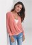 Venus Waffle Knit Surplice Lounge Top in Coral