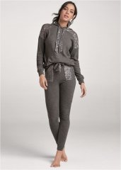 Venus Cozy Sequin Waffle Leggings in Heather Grey