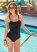 Venus Slimming Draped One-Piece Swimsuit in Black Beauty