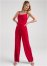 Venus Plus Size Velvet Cowl-Neck Jumpsuit in Red