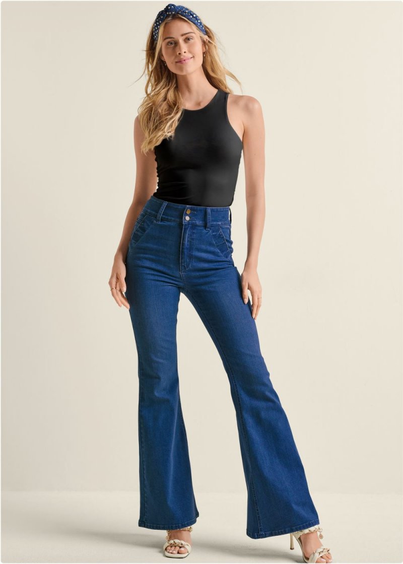 Venus High-Waist Flare Jeans in Dark Wash