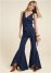 Venus Flared Denim Jumpsuit in Dark Wash