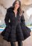 Venus Peplum Puffer Coat in Black