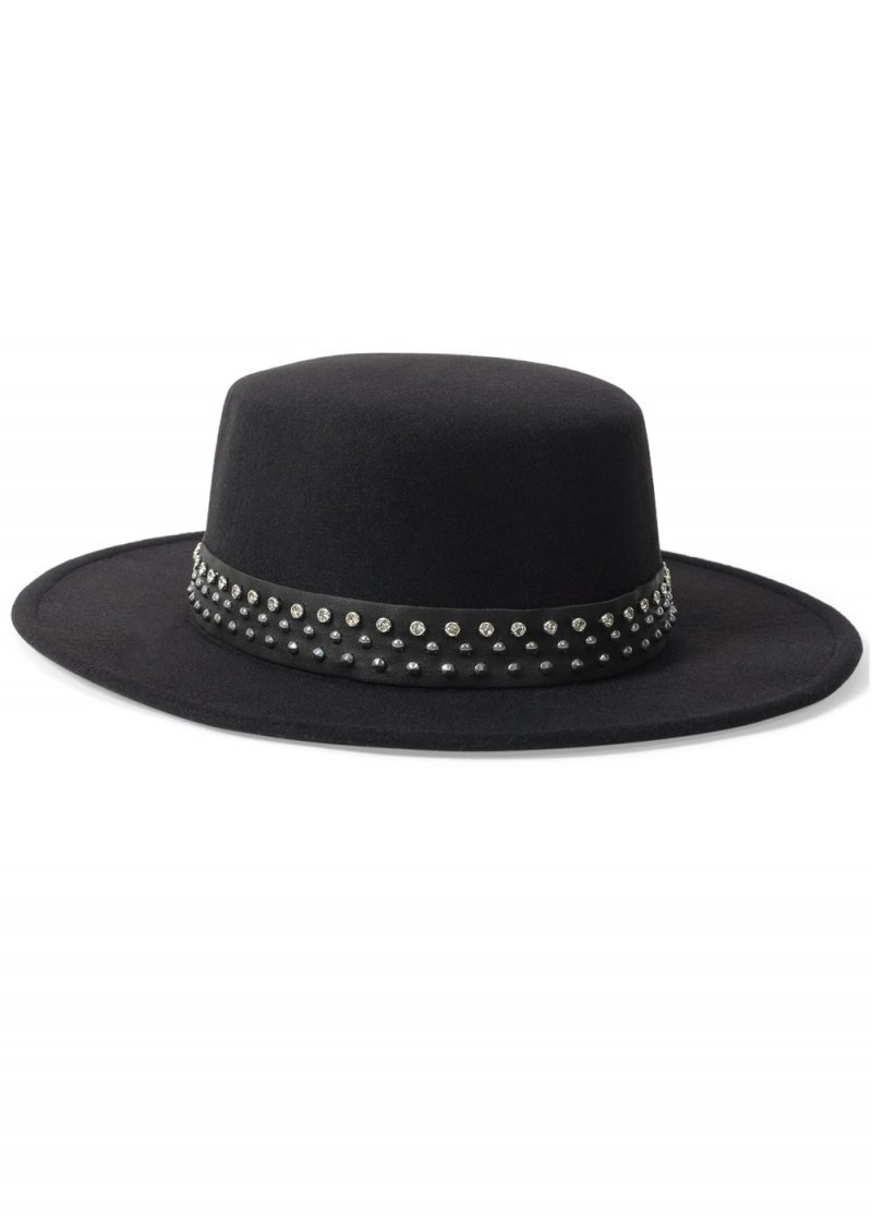 Venus Stud-Embellished Hat in Black