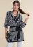 Venus Plus Size Houndstooth Wrap Cardigan in Black & White