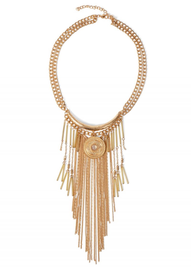 Venus Tassel Beaded Necklace in Gold