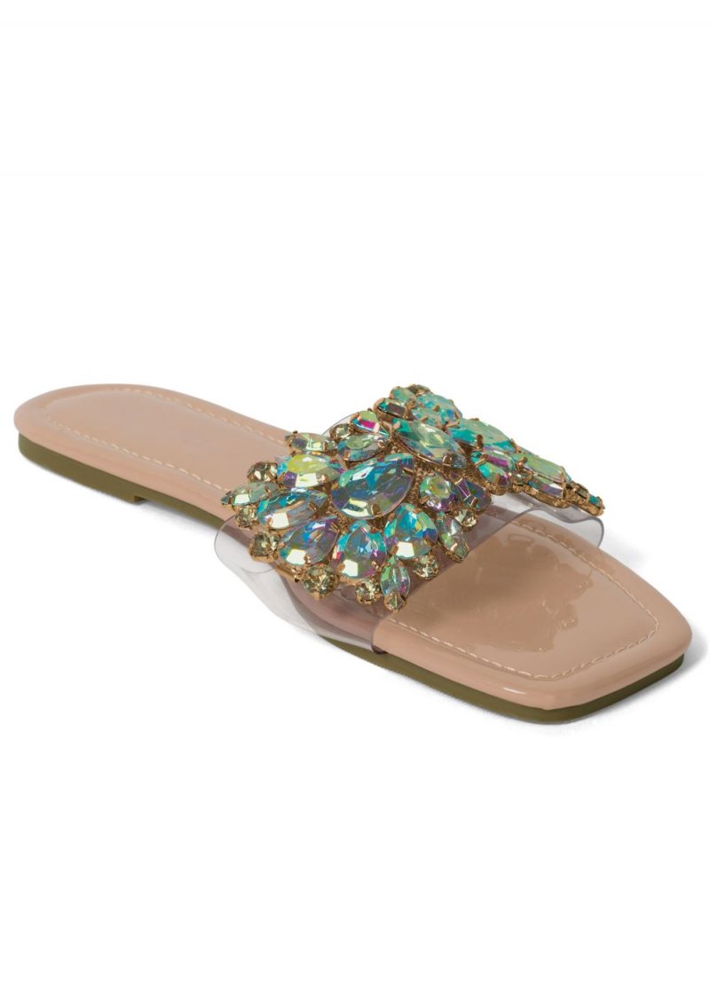 Venus Rhinestone Sandals in Natural Multi