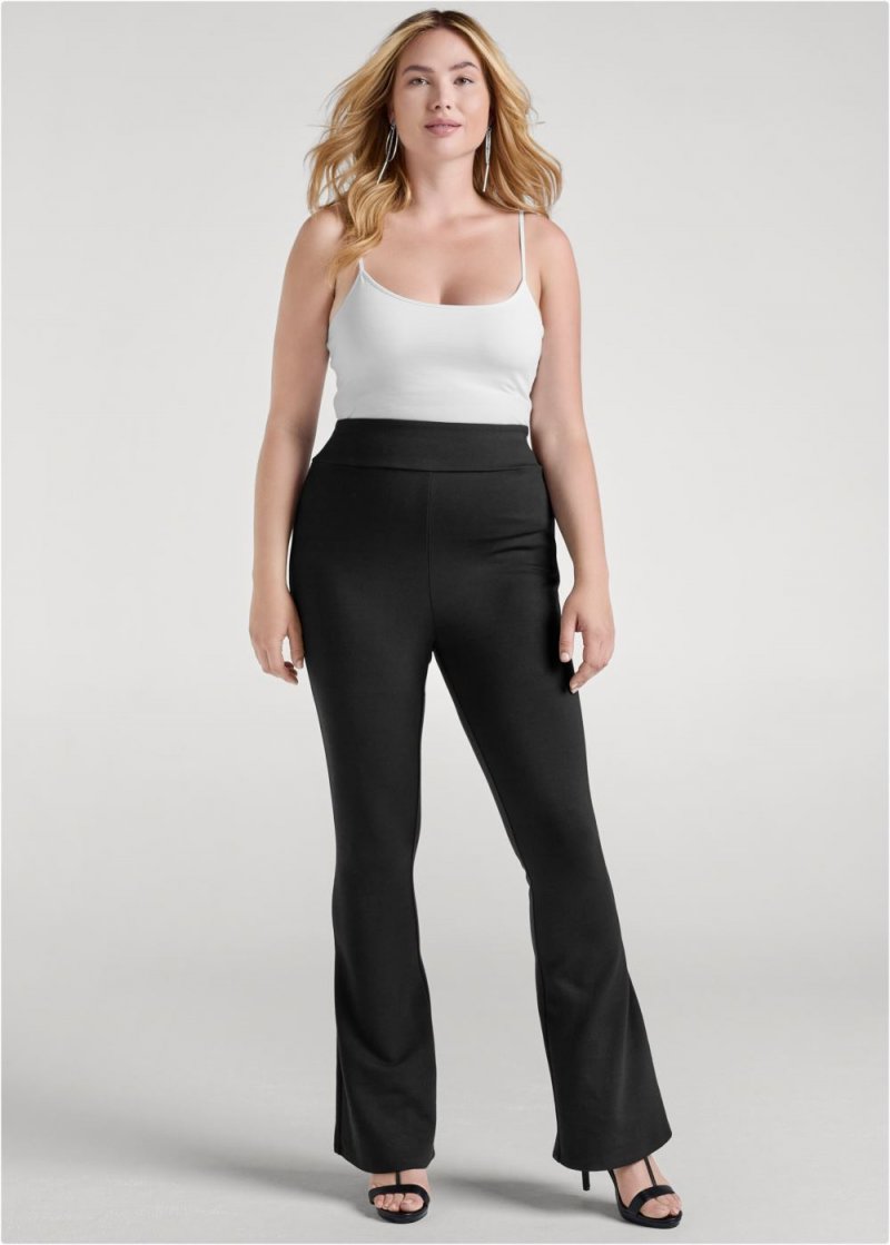 Venus Plus Size Wide Leg Ponte Pants in Black