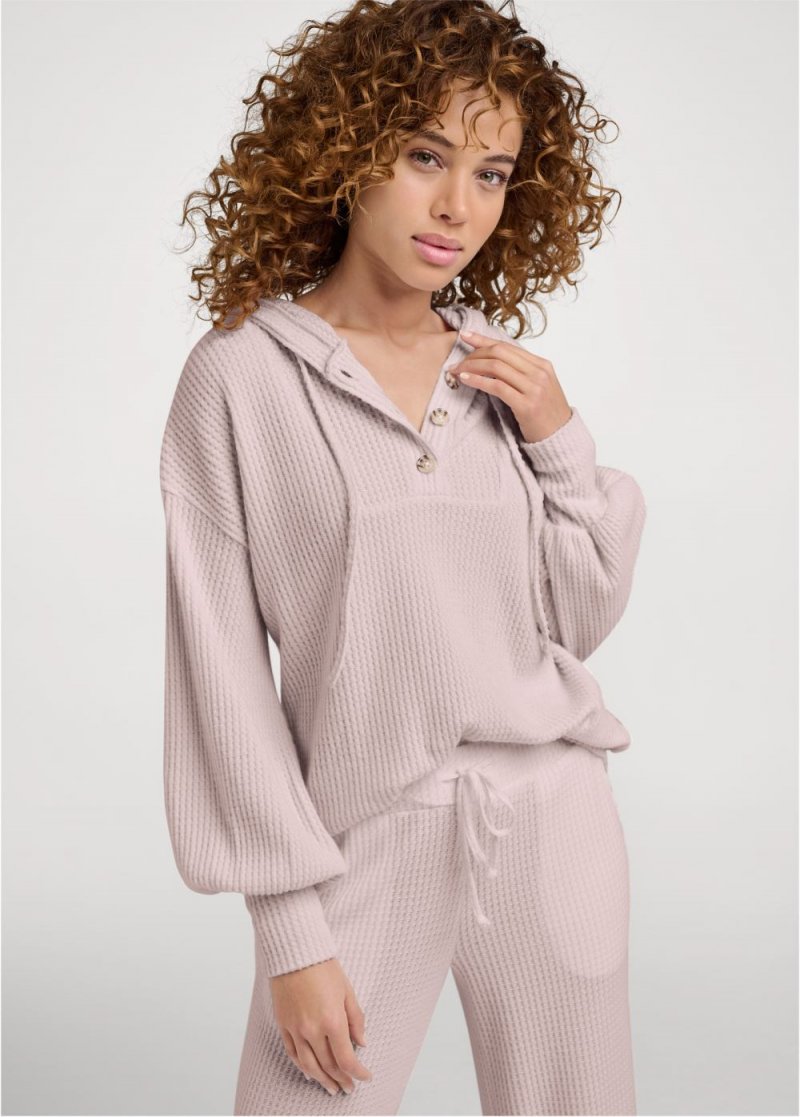 Venus Brushed Waffle Hoodie in Mauve