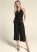 Venus Plus Size Tassel Halter Jumpsuit in Black