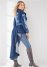 Venus High-Low Denim Trench Coat in Indigo Blue