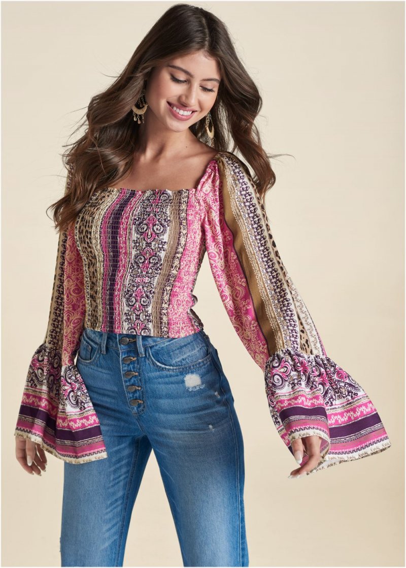 Venus Sandstorm Stripe Top in Pink Multi