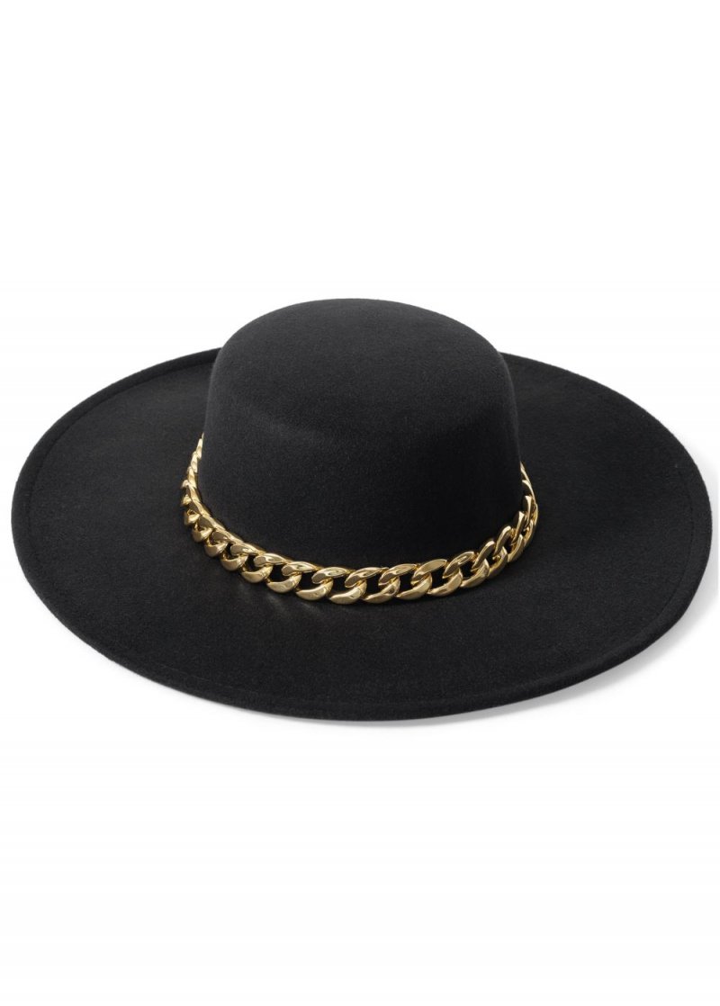 Venus Chain Detail Fedora in Black