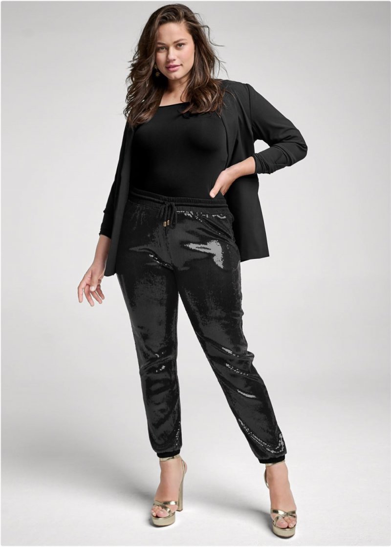 Venus Black SEQUIN JOGGER PANTS