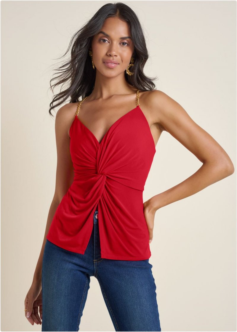 Venus Chain Strap Swing Top in Red