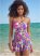 Venus Skirted Bandeau One-Piece Swimsuit in Bright Palm