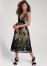 Venus Velvet Floral Midi Dress - Black & Nude