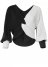 Venus Plus Size Twist V-Back Sweater in Off White & Black