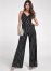 Venus Plus Size Sequin Pinstripe Jumpsuit in Black