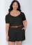 Venus Plus Size Cold-Shoulder Romper in Black