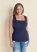 Venus Navy Smocked Square Neck Top