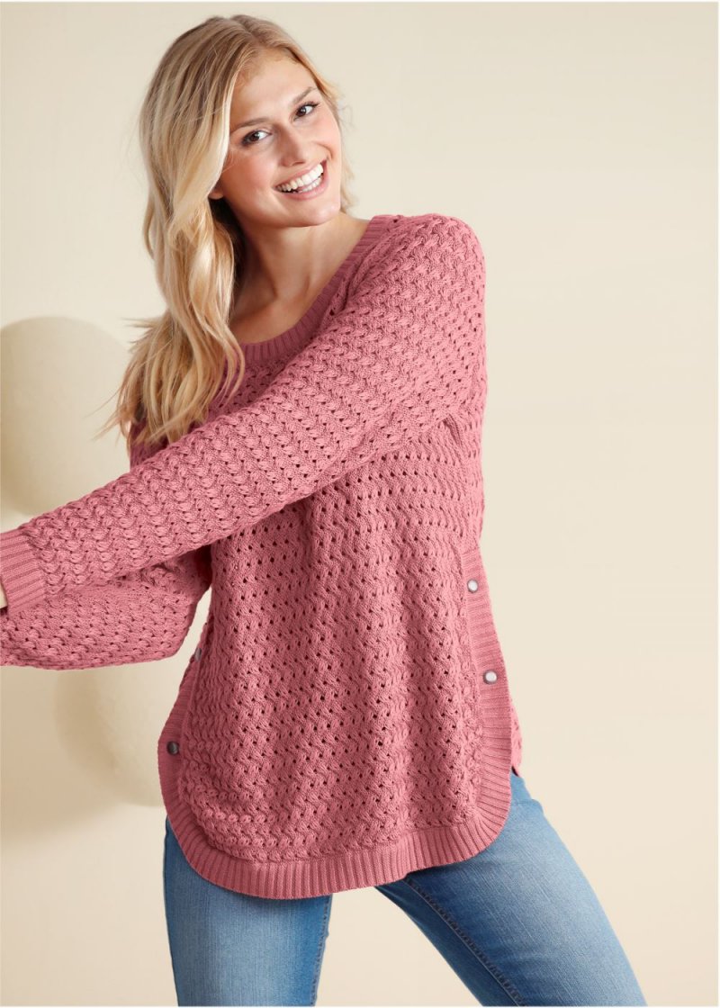 Venus VENUS | Button Detail Sweater in Pink