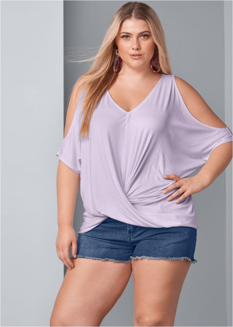 Venus Plus Size Cold-Shoulder Twist Top