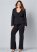 Venus Plus Size Belted Pant Suit Set in Dark Grey