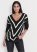 Venus VENUS | V-Neck Striped Sweater in Black & White