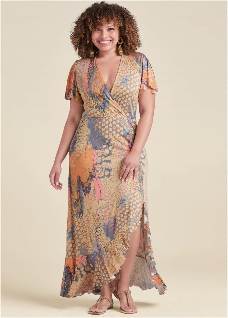 Venus Plus Size Surplice Maxi Dress