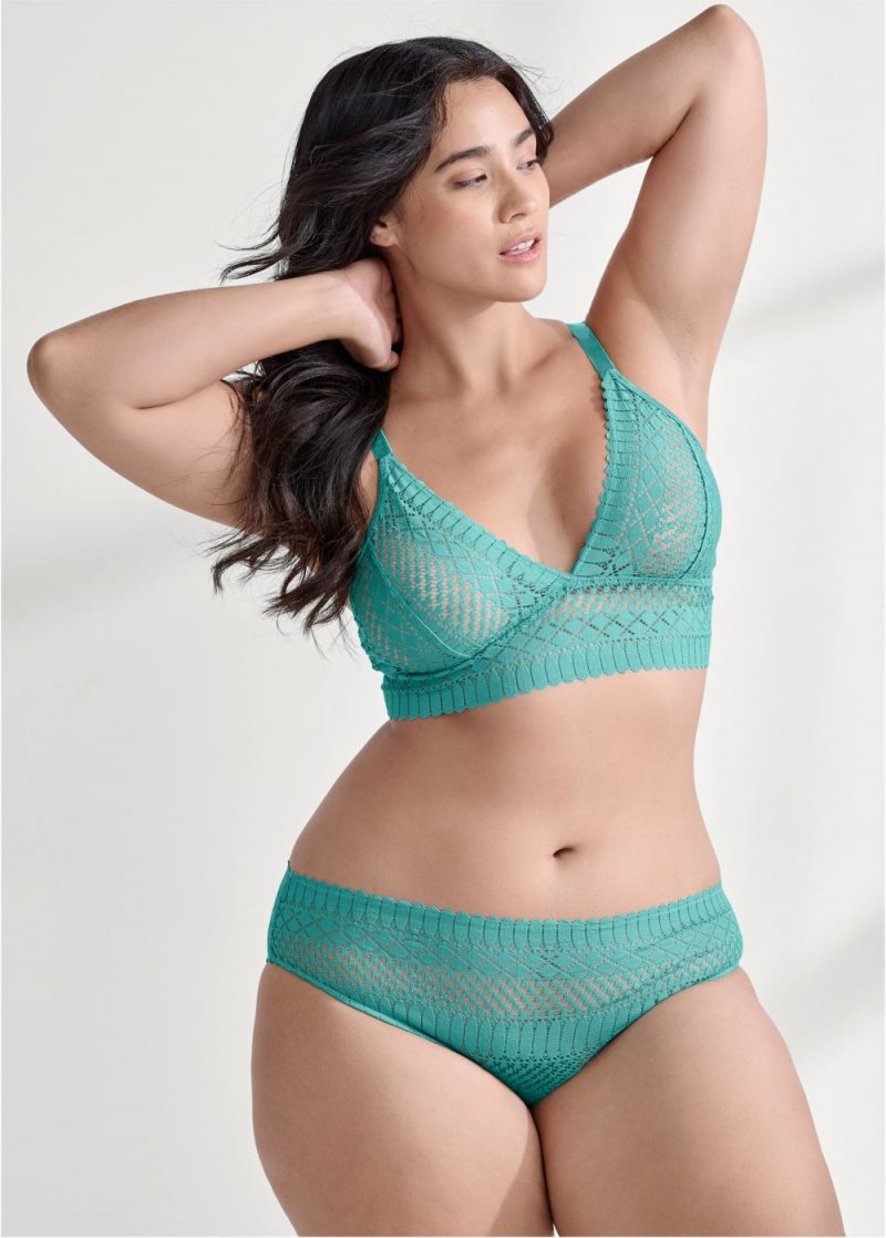 Venus Teal GEO LACE BRA AND PANTY SET