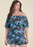 Venus Plus Size Printed Off-Shoulder Romper in Blue Multi