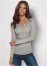 Venus Ribbed Henley Top in Heather Grey