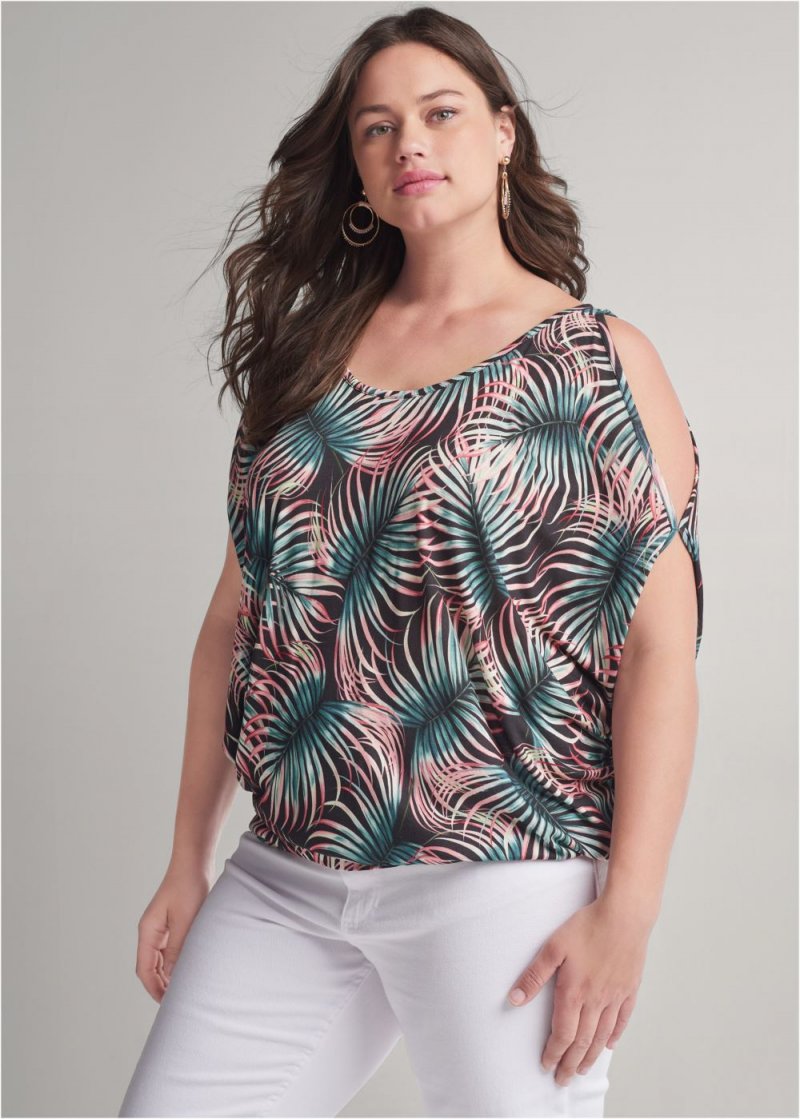 Venus Plus Size Casual Cold-Shoulder Top