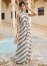 Venus Striped Linen Dress - White Multi