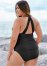 Venus Plus Size Smoothing V-Back Tankini Top Bikini - Black Beauty