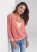 Venus Waffle Knit Surplice Lounge Top in Coral