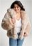 Venus Luxe Tiered Faux Fur Coat in Light Brown