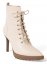 Venus Pointy Toe Lace-Up Booties in Cream