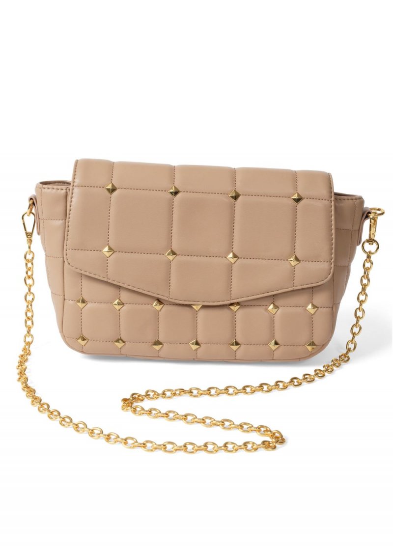 Venus Quilted Chain Handbag in Light Brown