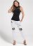 Venus Sequin Patch Skinny Jeans in White Denim