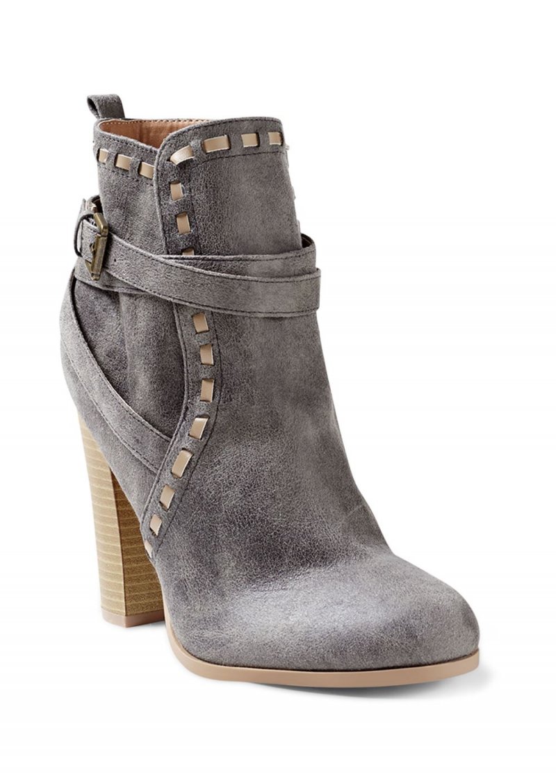 Venus Wrap Stitch Detail Booties in Grey