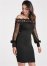 Venus Plus Size Dotted Mesh Off-The-Shoulder Dress