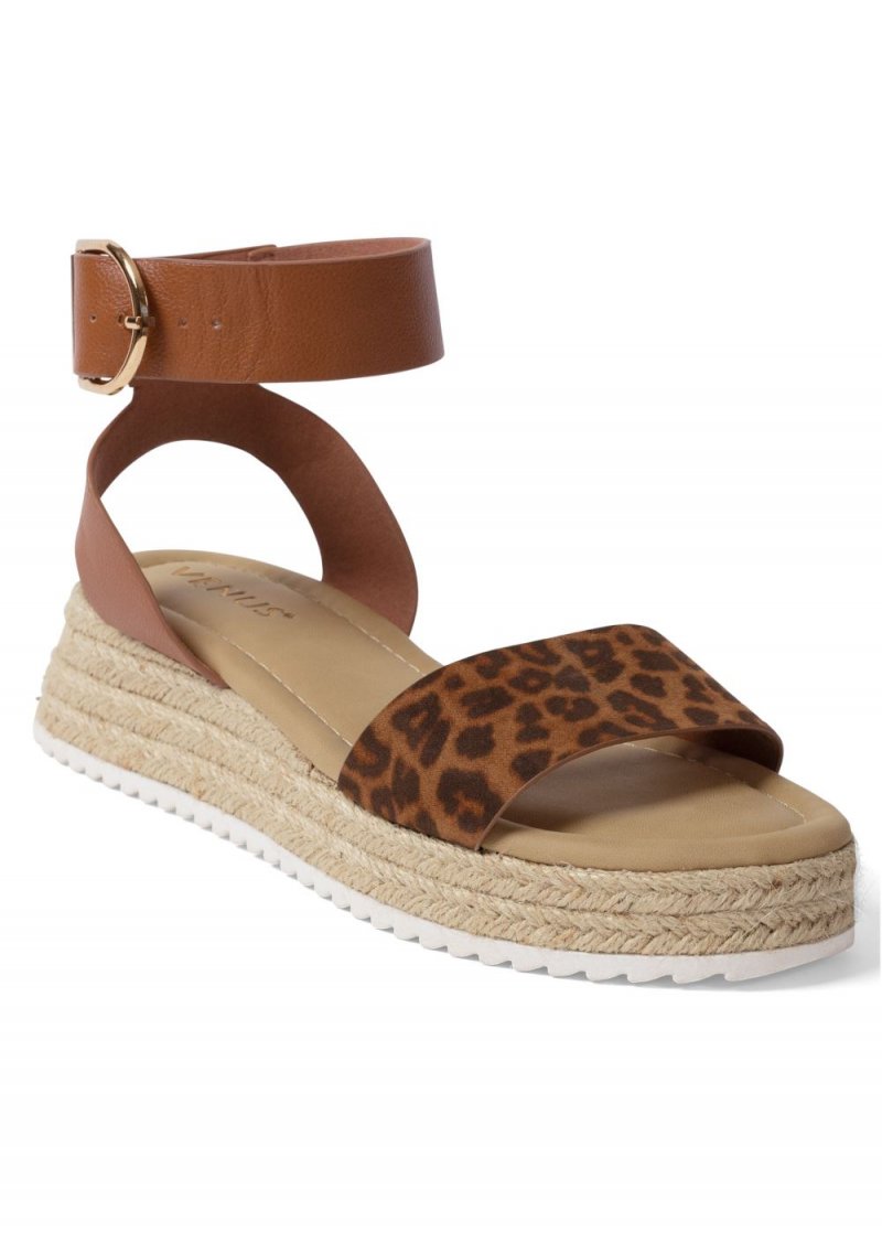 Venus Ankle Strap Espadrilles in Brown Multi