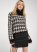 Venus Plus Size Chunky Knit Houndstooth Turtleneck Sweater in Black Multi