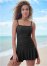 Venus Skirted Bandeau One-Piece Swimsuit in Black Beauty