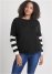 Venus Plus Size Stripe Sleeve Sweater in Black & White