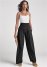 Venus Black SMOCKED WAIST WIDE LEG PANTS