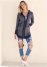 Venus Tunic Length Zip Up Hoodie Jacket in Navy