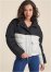 Venus Color Block Puffer Jacket in Black & White